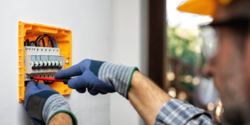 Man working on an electrical circuit