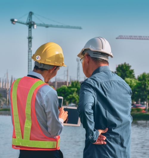 Safety supervisor discussing safety plan