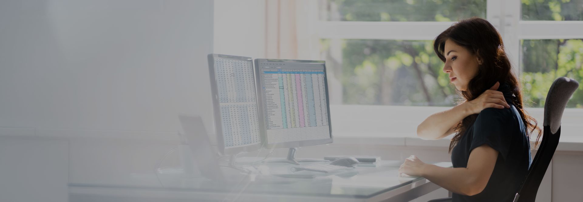 Office worker struggling with back pain