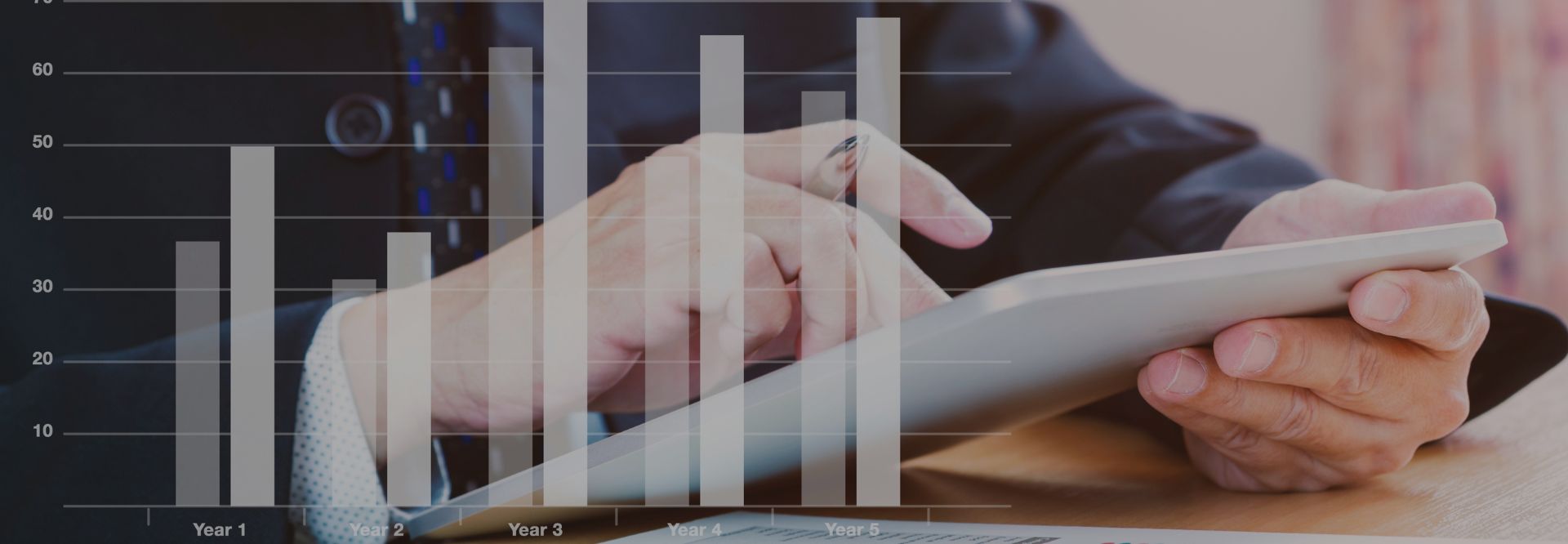 business man analyzing the return on investment for his project