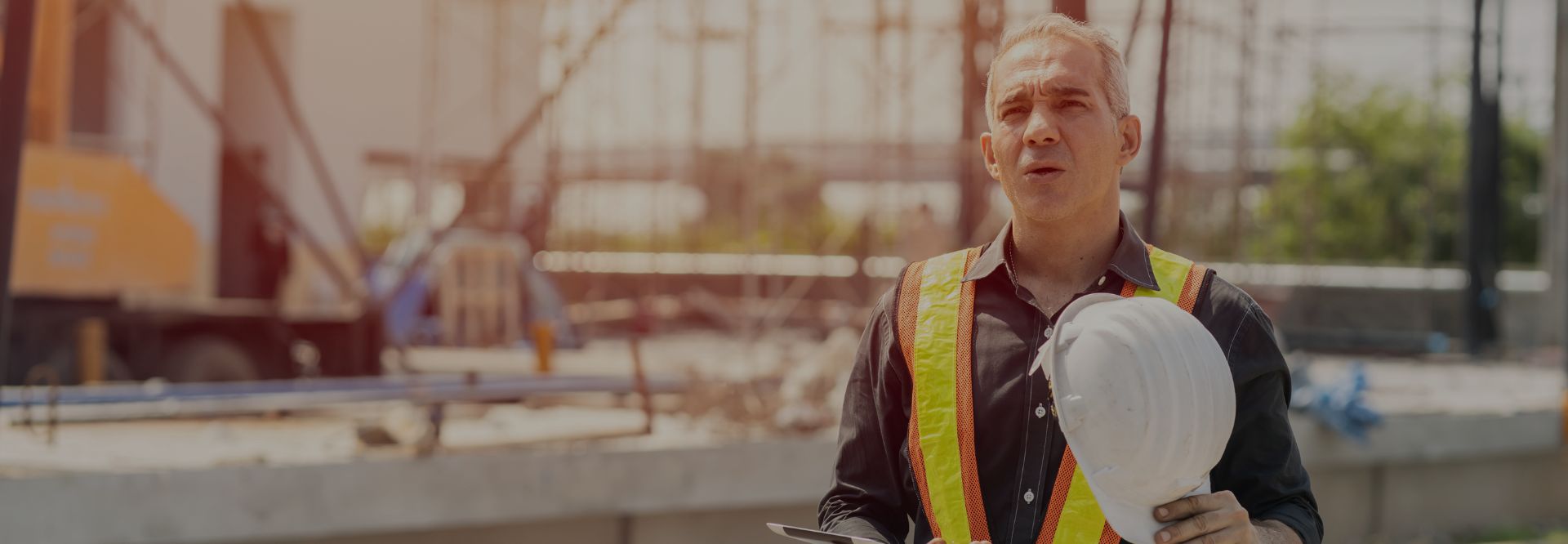 Construction worker, working under stressful conditions